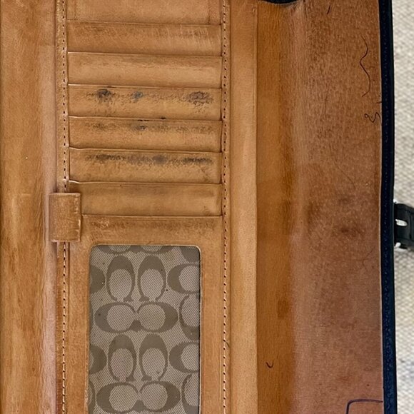 Vintage Classic Coach Black Leather Soho Buckle Trifold Check CC Wallet - Picture 7 of 9